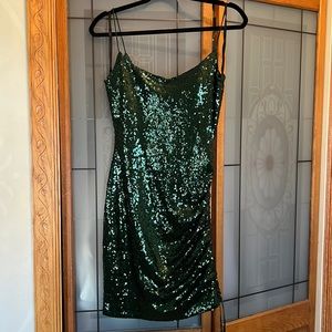 Windsor Sequin Mini Dress, Dark Green
